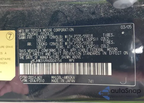 2006 Lexus Rx 400H from USA, damaged, VIN JTJHW31U960004154
